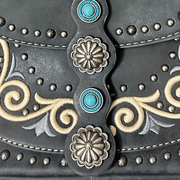 🎀Montana West Concho Backpack/Crossbody Bag - Gray - Picture 5 of 11